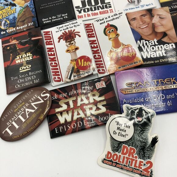 Movie Pins Buttons Pinback Disney Dreamworks Paramount Collectable Promo Vtg Lot - Picture 2 of 8